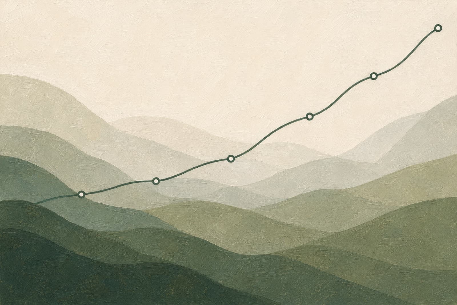 Abstract upward trend with soft coastal-inspired tones.